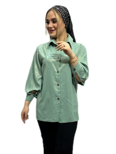 شومیز مجلسی الیزه رنگ فیروزه ای