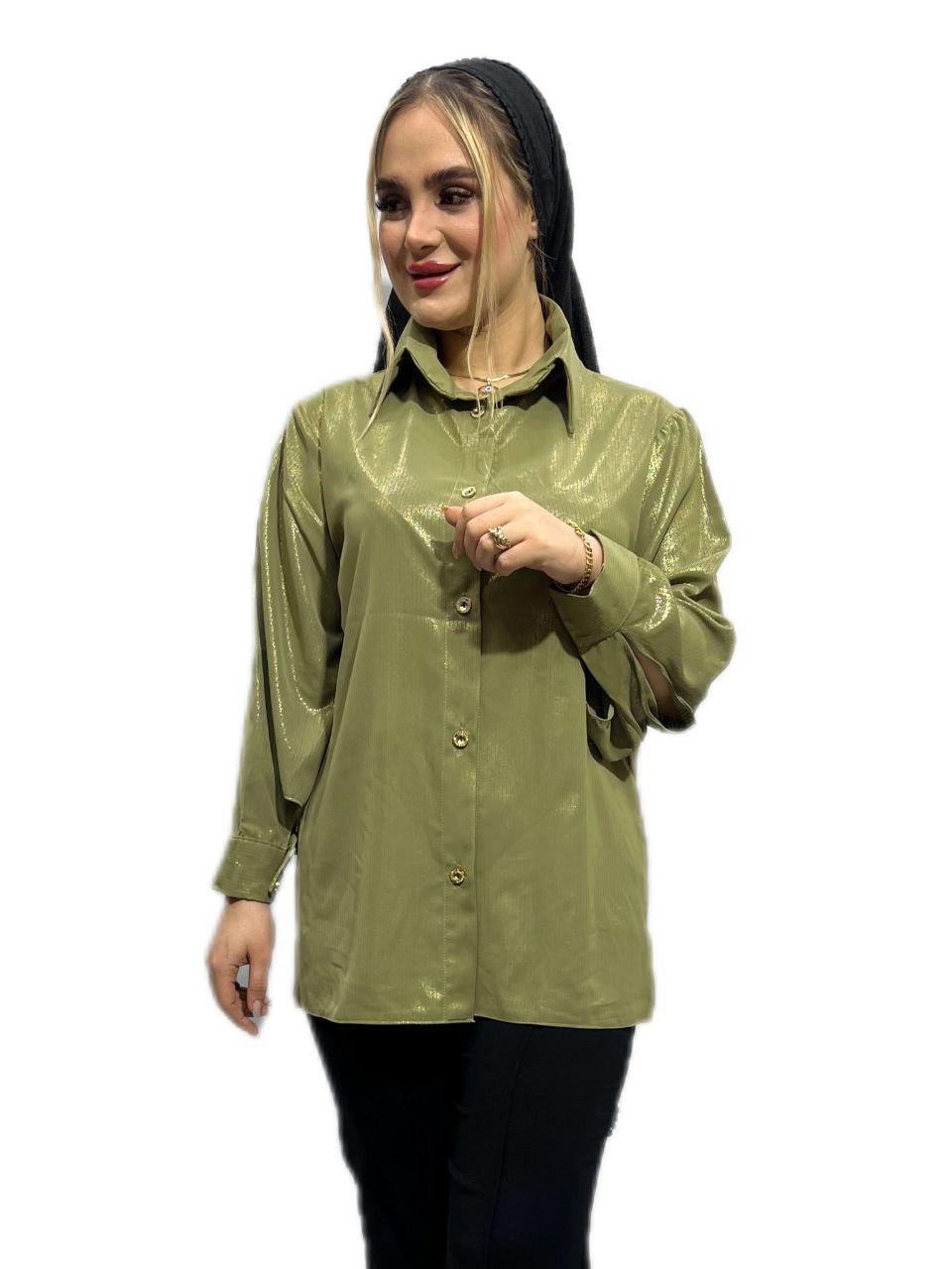 شومیز مجلسی الیزه سبز صدری