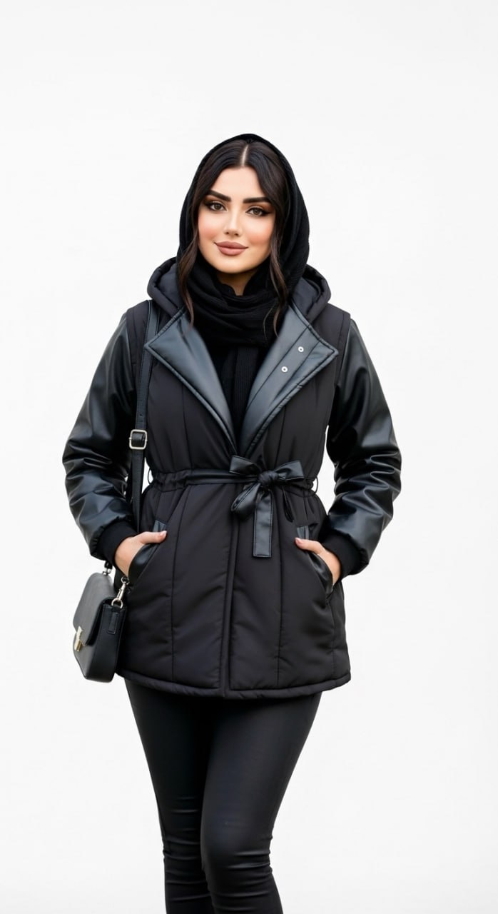 کاپشن مموری آستین چرم 2180