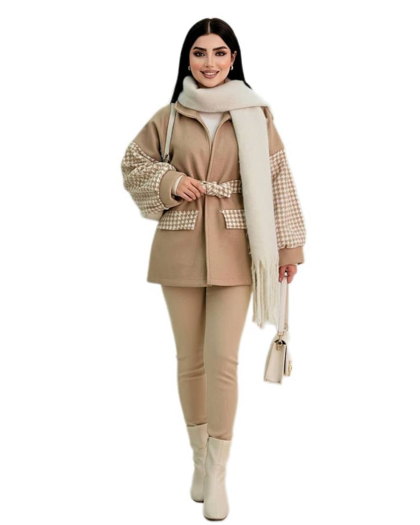 پالتو فوتر کوبیده ترک آستین پیچازی 2203